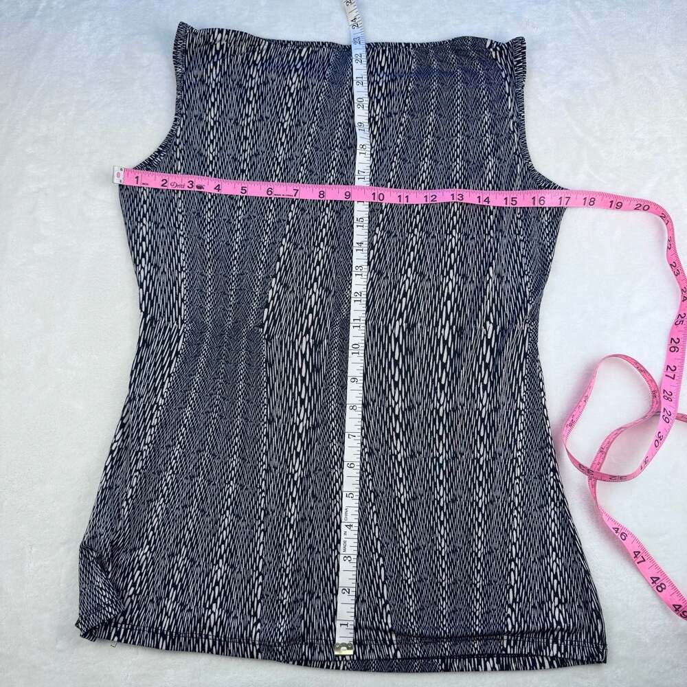 Worthington Petite Stretch Sleeveless Cowl Neck Top Black White Size PM OFFICE S - Picture 3 of 6